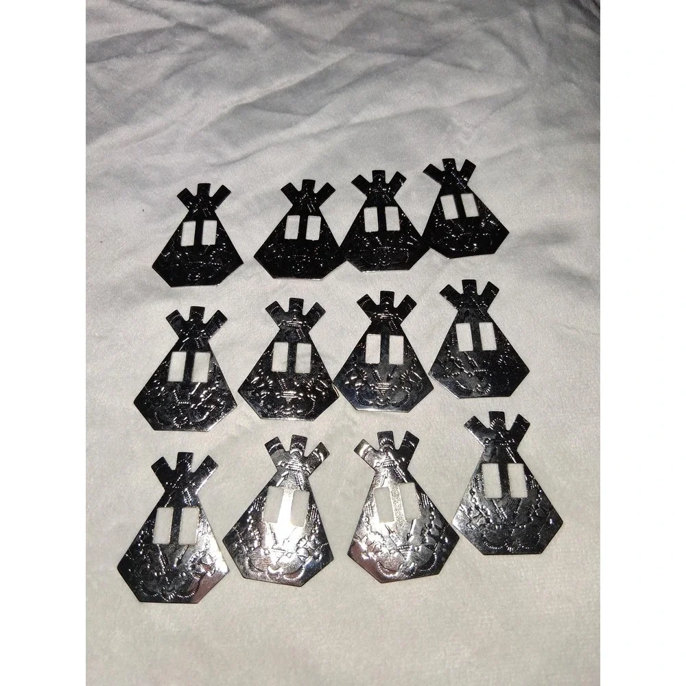 Vintage Tandy Leather Conchos Teepee Design Lot of 12 Craft Hardware